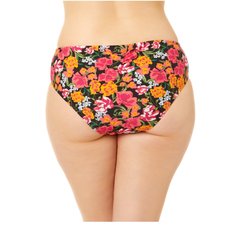 Nwt Women's swimsuit time and tru 1X Top Plunge Rich Black bottom’s XL floral - Picture 11 of 16